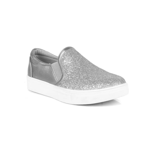 Slip On Glitter Women's Sneakers in Silver - Walmart.com