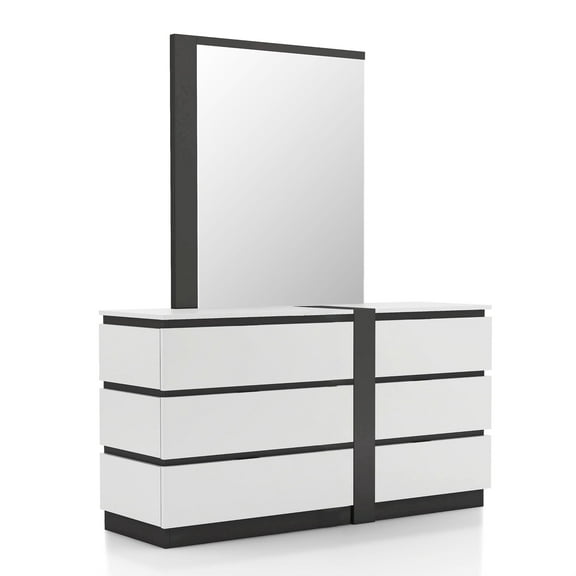 Furniture of America Misti Solid Wood 2-Piece Dresser and Mirror Set in White