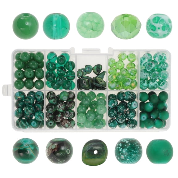 Unique Bargains 8mm Round Glass Beads for Bracelets, 200 Pcs for Jewelry Making Green
