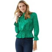 Scoop Women's Mock Neck Top with Peplum Waist