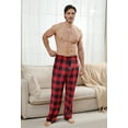 thumbnail image 2 of Vulcanodon Mens Flannel Pajama Pants, Soft Plaid Sleep Fleece Lounge Bottoms with Pockets(Buffalo Plaid-red, M), 2 of 4