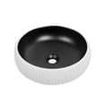 thumbnail image 2 of 16 in. Round Vessel Bathroom Sink in Matte Black and Textured White Ceramic – Modern Above-Counter Basin with Stone-Look Finish, 2 of 7