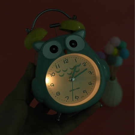 WRISTBIQUE Silent Owl Alarm Clock Green Desktop Bell Clock with Quiet and Elegant Design for Bedroom Use