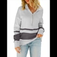 thumbnail image 3 of Suéter de Punto para Mujer, Suéter Extragrande con Media Cremallera y Larga, Sudadera con Capucha y Cremallera de un Cuarto, Otoño Gris S, 3 of 10