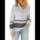 thumbnail image 3 of Suéter de Punto para Mujer, Suéter Extragrande con Media Cremallera y Larga, Sudadera con Capucha y Cremallera de un Cuarto, Otoño Gris S, 3 of 10