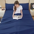 thumbnail image 6 of Bedmoon Soft Microfiber Adult Bed Sheet Set with Deep Pocket,3 Piece Twin Sheet Set,Blue, 6 of 7