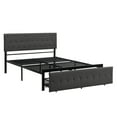thumbnail image 4 of Queen Bed Frame with Headboard and Drawers, New Upgraded Upholstered Platform Bed with Storage, Metal Queen Size Bed Frame Modern Bedroom Furniture, Support 500lbs, No Box Spring Needed, Gray, J3740, 4 of 14