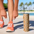 thumbnail image 2 of 20oz Orange Daisy Flower Smiley Faces Pattern Skinny Tumblers Stainless Steel Tumbler with Lid and Straw,Vacuum Insulated Double Wall Travel Tumbler Cups with Cleaning Brush for Coffee,Tea, 2 of 6