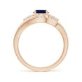 thumbnail image 2 of ANGARA Natural Oval 1.55 ct Blue Sapphire Bypass Bridal Set with Diamonds in 14K Rose Gold for Women (Size-8x6mm) | September Birthstone, Anniversary, Jewelry Gift for Women | Natural Sapphire Ring, 2 of 10