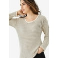 thumbnail image 2 of ellos Women's Plus Size Chunky Knit Sweater - 1X, Rose Mist, 2 of 3