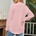 thumbnail image 4 of Camisas de manga larga con cuello en V para mujer, blusas holgadas con diseño de lunares y puños fruncidos a la moda de otoño, Tops rosa XXL, 4 of 6