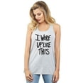 thumbnail image 2 of I Woke Up Like This Women's Fashion Sleeveless Flowy Racerback Workout Yoga Tank Top Sport Grey X-Large, 2 of 3