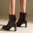 thumbnail image 7 of Women’s High Block Heel Back Zipper Ankle Booties, Elegant Dress Short Boots, Fashion Comfort Heeled Ankle Boots for Party Office Women Brown 7, 7 of 7