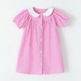 thumbnail image 4 of LOOK! Auroural Children's Plaid Lapel Short Sleeved Dress Girls' Summer College Style Casual And Comfortable Dress（2-8Y）, 4 of 8