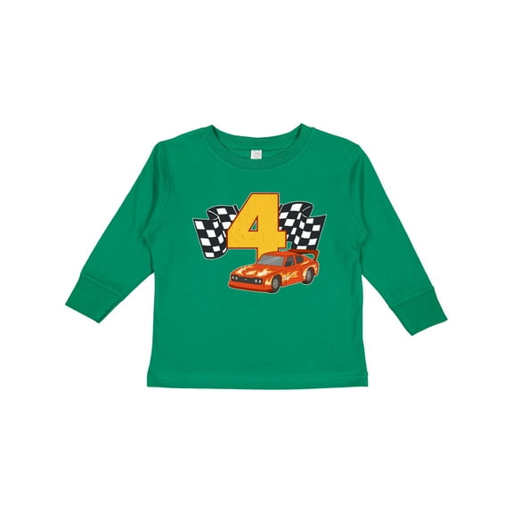 Inktastic Number Four Race Car Boys or Girls Long Sleeve Toddler T-Shirt
