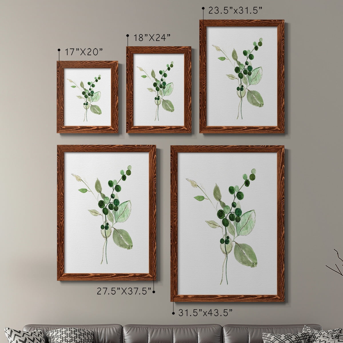 Sprigs in Green I - Premium Framed Canvas 2 Piece Set - Ready to Hang