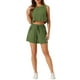 thumbnail image 1 of Conjunto Casual para Mujer, Top Sin Mangas de Cuello Redondo con Cintura Elástica y Pantalones Cortos, Verde Ejército S, 1 of 5
