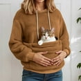 thumbnail image 2 of HOWPAY Pet Carrier Hoodie Cat Dog Pouch Holder Sweatshirt Large Pocket Pullover Shirt for Women Long Sleeve Solid Color Comfy Warm Fall Clothes Brown M, 2 of 6
