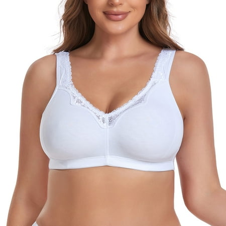 Women s Cotton Bra Seamless Unlined Plus Size Comfort Full Coverage Bra 50B