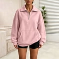 thumbnail image 4 of Horkkom Sweatshirt for Women Long Sleeve Quarter Zip Pullover Sweatshirt Casual Loose Oversized Sweatshirt with Pocket M, 4 of 9