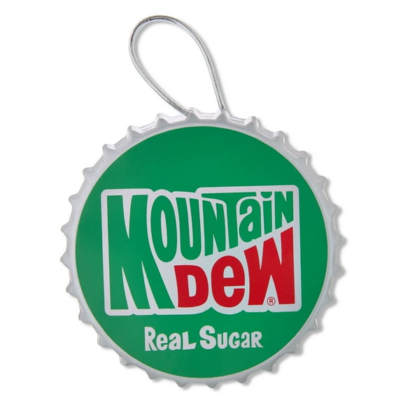 Mountain Dew Metal Bottle Cap Holiday Ornament, 5 Inches Tall, Green, Novelty Ornament, Collectible, by Ruz
