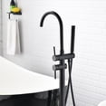 thumbnail image 4 of Floor Mount Bathtub Faucet Freestanding Tub Filler Matte Black Standing High Flow Shower Faucets with Handheld Shower Mixer Taps Swivel Spout, 4 of 7