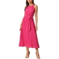 thumbnail image 2 of Allegra K Women’s Casual Sleeveless Halter Neck Belted A-Line Cocktail Pleated Dress, 2 of 5