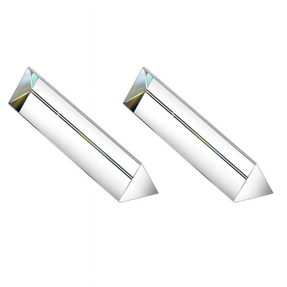 2Pcs 6Inch Crystal Optical Glass Triangular Prism for Photography Effects Physics Teaching Light Spectrum Optics Kits