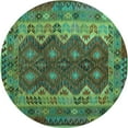 thumbnail image 1 of Ahgly Company Indoor Round Oriental Turquoise Blue Traditional Area Rugs, 8' Round, 1 of 4