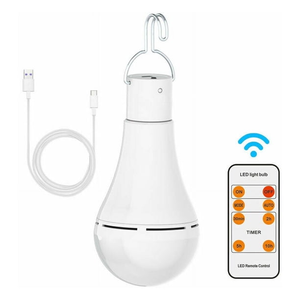 Bombilla de emergencia recargable para el hogar, batería de respaldo de 1200 mAh que se ilumina durante un corte de energía, ganchos de energía portátiles para acampar, bombilla LED de 80 W