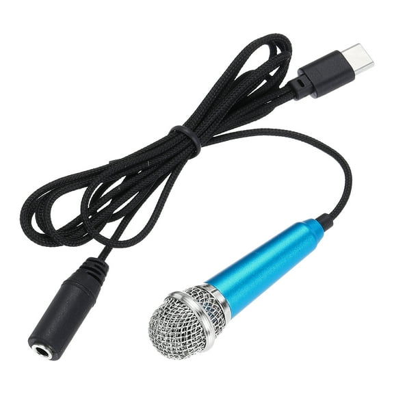 1 Pcs Mini Microphone, Mini Mic Tiny Microphone Phone Type C Mic Small Microphone for Record Phone Voice, Blue