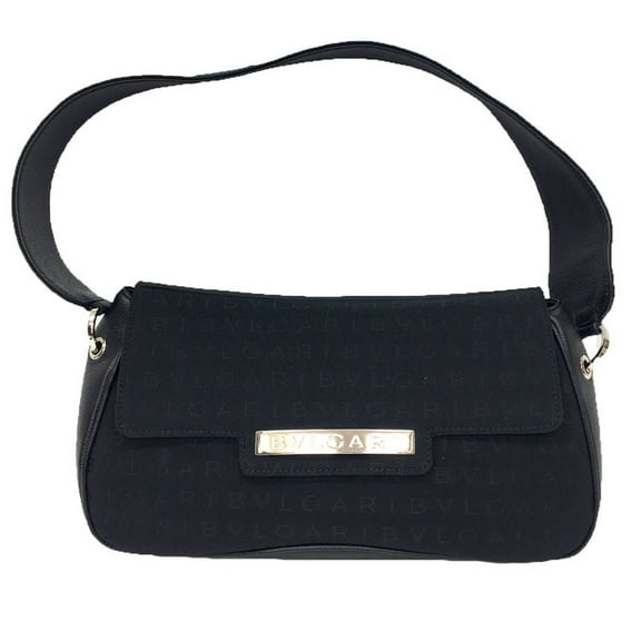 Pre-Owned BVLGARI Mania Bag Canvas x Leather Black Women's (Good)