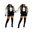 thumbnail image 4 of hirigin Women’s Baseball Jackets, Fashion Long Sleeve Letter Printed Button Down Bomber Jackets, 4 of 6