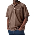 thumbnail image 2 of ZOYOEN Mens Polo Shirts with Pocket- Short Sleeve Vintage Summer Casual Business Shirts Brown Size S, 2 of 6