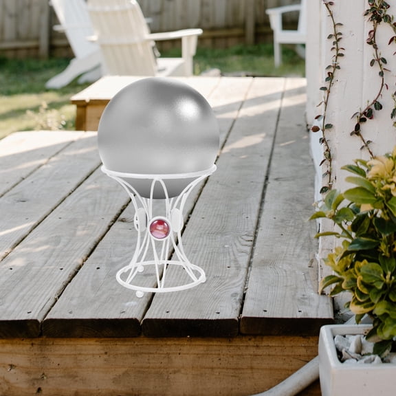 Soimiss European Style White Metal Plants Holder Stand Durable Garden Gazing Ball Display