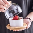 thumbnail image 3 of EeaseMX Juego de ensaladera con tapa de cristal, bandeja de madera, vajilla de cerámica, plato para aperitivos, 3 of 7