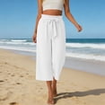 thumbnail image 2 of KHONTS Capri Pants for Women Wide Leg Summer Capris Pant Palazzo Loose Fit Casual Trousers with Pockets White XL, 2 of 4