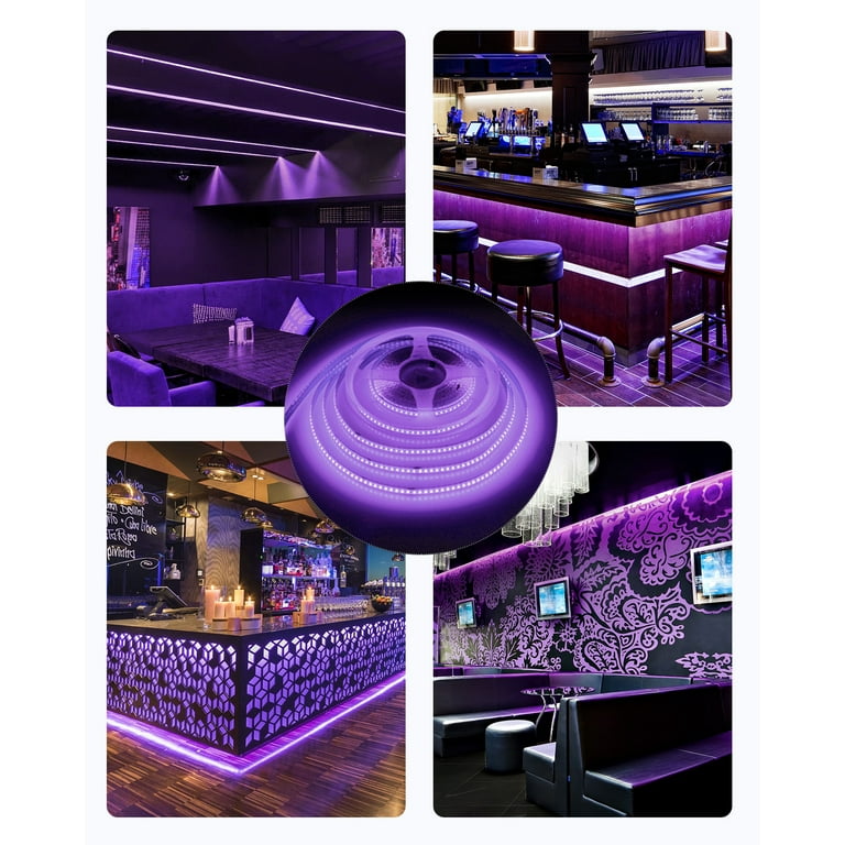 ALITOVE 16.4ft Purple COB LED Strip Lights 12V 1600LEDs Dimmable