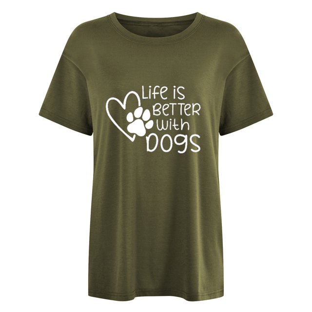Japceit T-Shirts pour Femmes Manches Courtes T-Shirts pour Femmes Mode T-Shirts Imprimés Col Rond Manches Courtes T-Shirt Décontracté Haut T-Shirts pour Femmes Manches Courtes