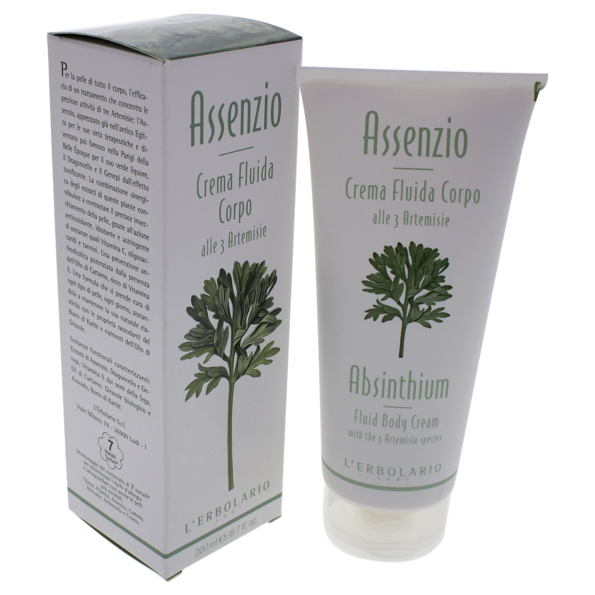 L'Erbolario Absinthium Fluid Body Cream Lotion, Body Moisturizer, 6.7 oz