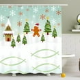 thumbnail image 1 of Whimsical Shower Curtain with Gingerbread Man & Christmas Trees Festive Holiday Decor, 1 of 4
