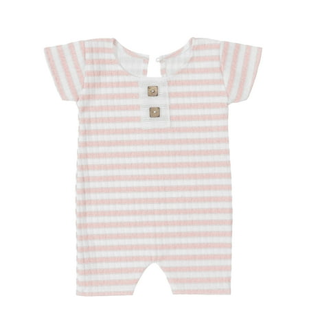 

Onesie Baby Jumpsuit Baby Short Sleeve Striped Knitted Button Ribbed Footless Romper Photography Overalls Kid Child Fashion Baby jumpsuits