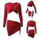 thumbnail image 2 of Top corto y minifalda para mujer, conjunto de manga larga con cordón Irregular, 2 uds., para fi Abanopi Traje de ocio para mujer, 2 of 7