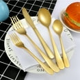 thumbnail image 2 of Gold Silverware Set for 4, MDEALY 20 Piece Modern Flatware Utensil Set for 4, Include Dinner Knife,Dinner Forks,Dinner Spoons,Salad Forks,Teaspoons, Dishwasher Safe, 2 of 6