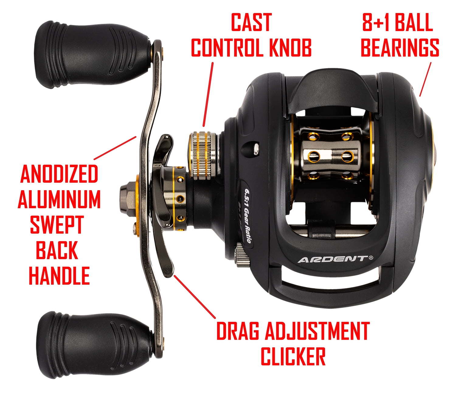 ardent edge fishing reel tournament 7.2 1 rh 6+ bb Apex Baitcasting a deep V 6061 T6 aluminum spool Tournament Pro Spinning Rods