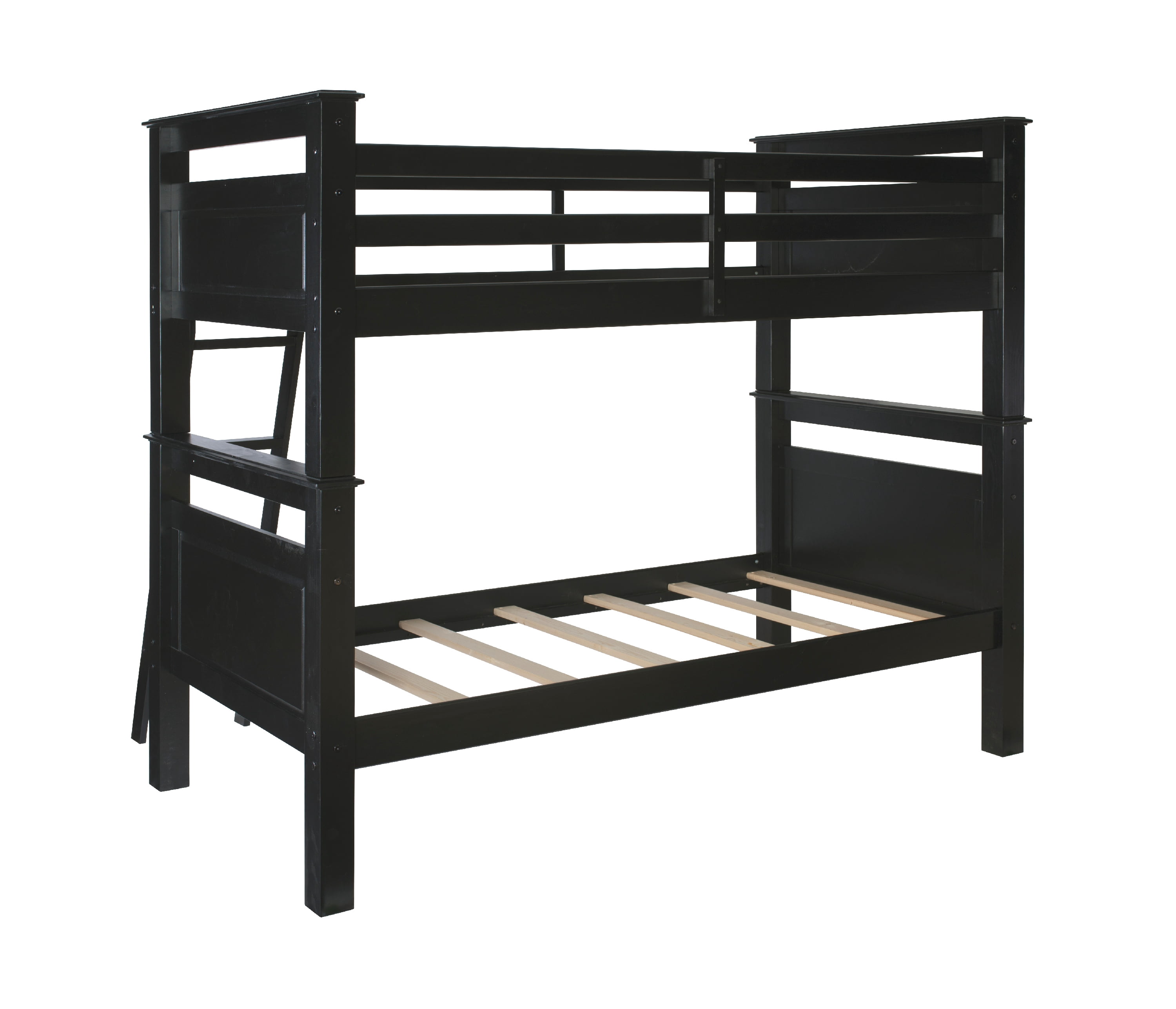 Powell Kiggins Kid's Twin over Twin Convertible Bunk Bed with Built-In Ladder, Black