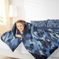 thumbnail image 4 of jejeloiu Camo Hunter Queen Comforter Set,Blue Camouflage Bedding Comforter Set For Teens Boys Reversible 3pcs, 4 of 8