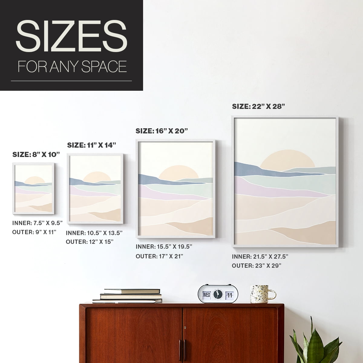 Wave Tableau II Framed Print in White Solid Wood 8 x 10 Framed Print