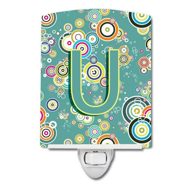 Carolines Treasures CJ2015-UCNL Letter U Circle Circle Teal Initial Alphabet Ceramic Night Light