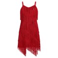 thumbnail image 3 of IDOPIP Kids Girls 1920s Flapper Dress Tassels Sequins Fringe Latin Dance Dress 1920s Gatsby Halloween Party Ballroom Dance Costumes 10-11 Years Red, 3 of 7